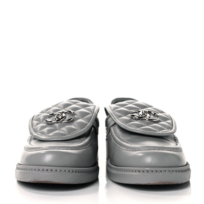 Chanel Lambskin Quilted CC Turnlock Loafers 42 Grey 2 of 12