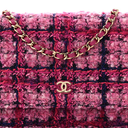 Chanel Tweed Quilted Wallet On Chain WOC Fuchsia Purple 9 of 12