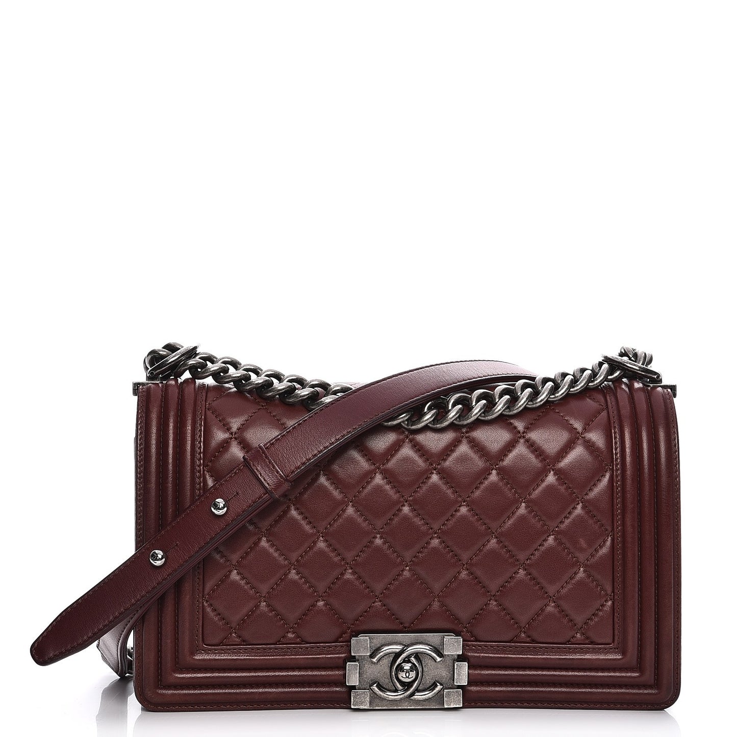 Calfskin Quilted Medium Boy Flap Burgundy