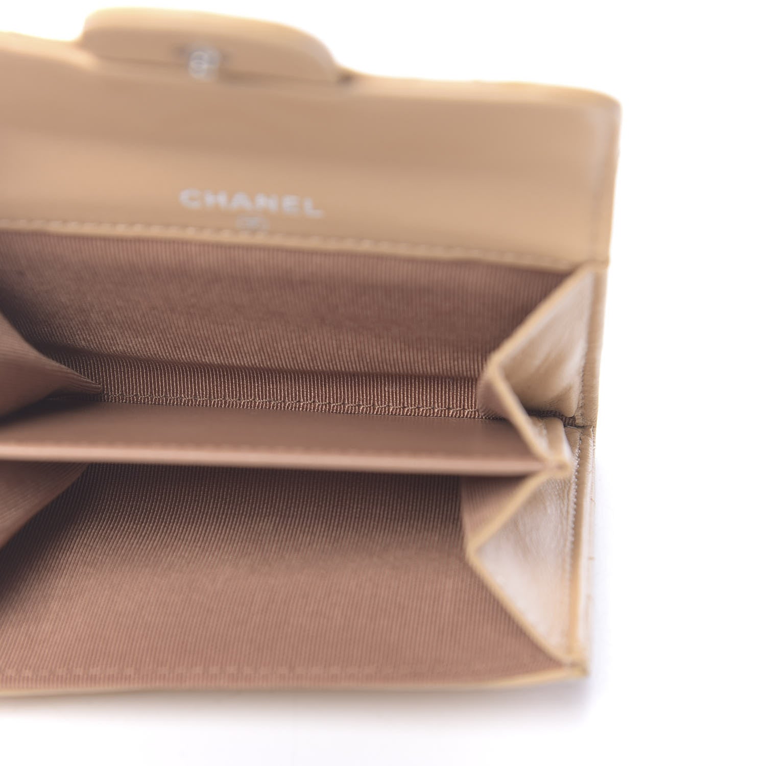 Chanel Lambskin Quilted Flap Card Holder Wallet Beige 5 of 9
