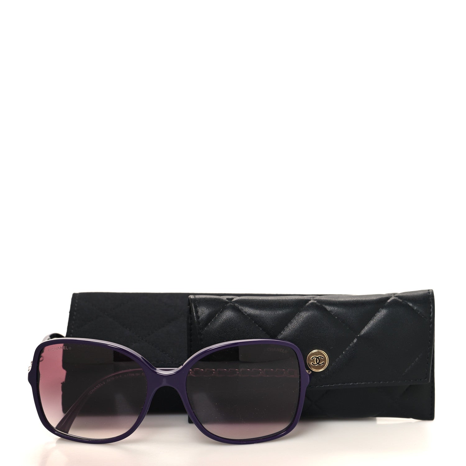 Chanel Acetate Metal Lambskin Square Chain Sunglasses 5210-Q-A