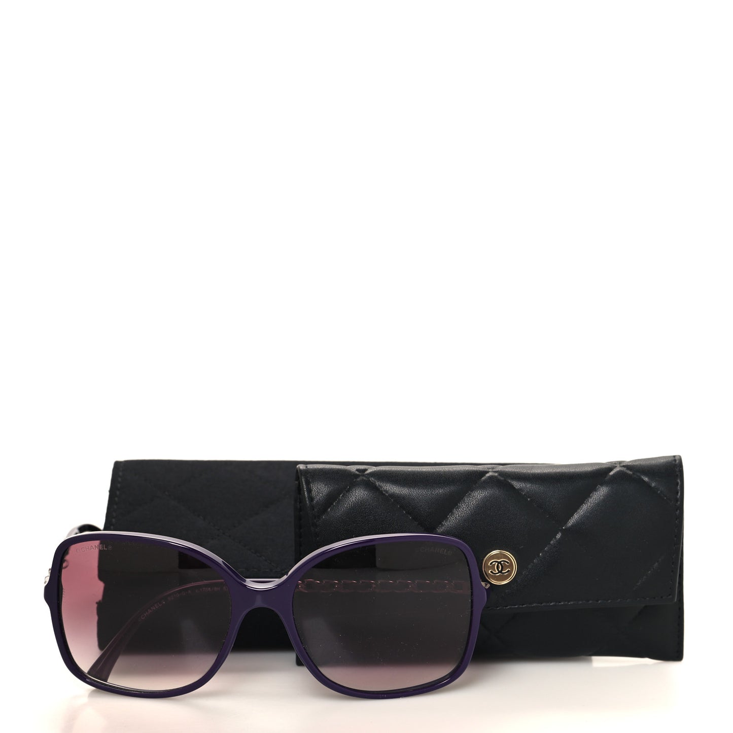 Acetate Metal Lambskin Square Chain Sunglasses 5210-Q-A Purple