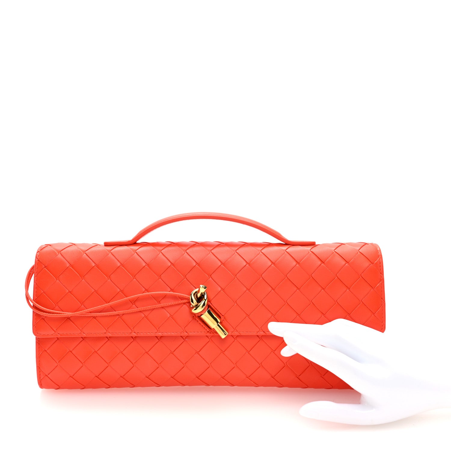 Bottega Veneta Nappa Intrecciato Long Andiamo Top Handle Clutch Orange 2 of 6