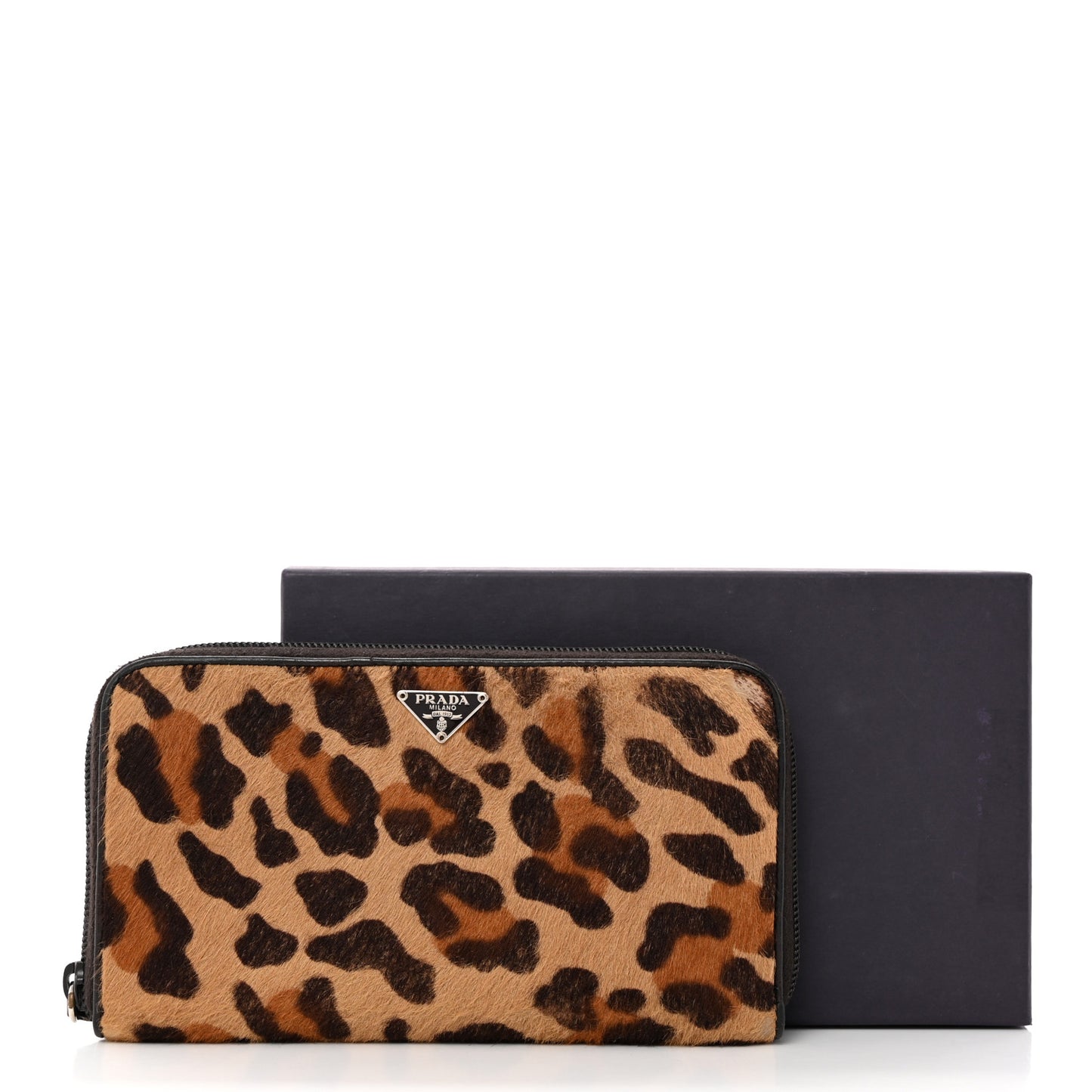 Calf Hair Leopard Zip Wallet Miele Moro