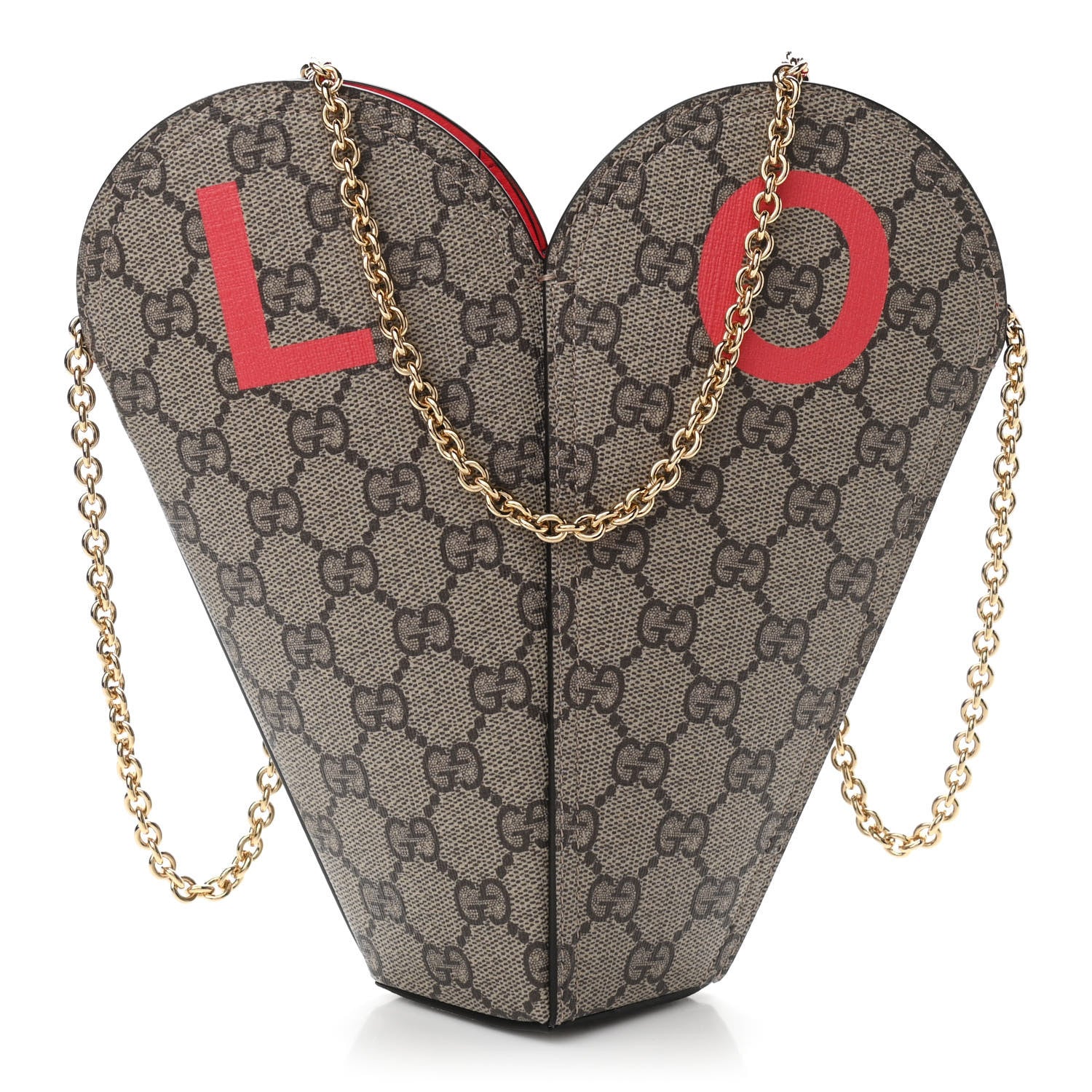 Gucci GG Supreme Monogram Love Valentines Day Small Heart Bag Beige Ebony New Geranium 1 of 9