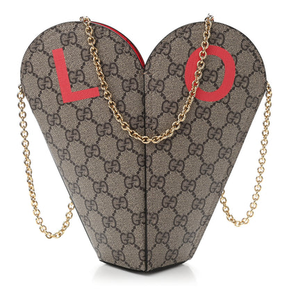 Gucci GG Supreme Monogram Love Valentines Day Small Heart Bag Beige Ebony New Geranium 1 of 9