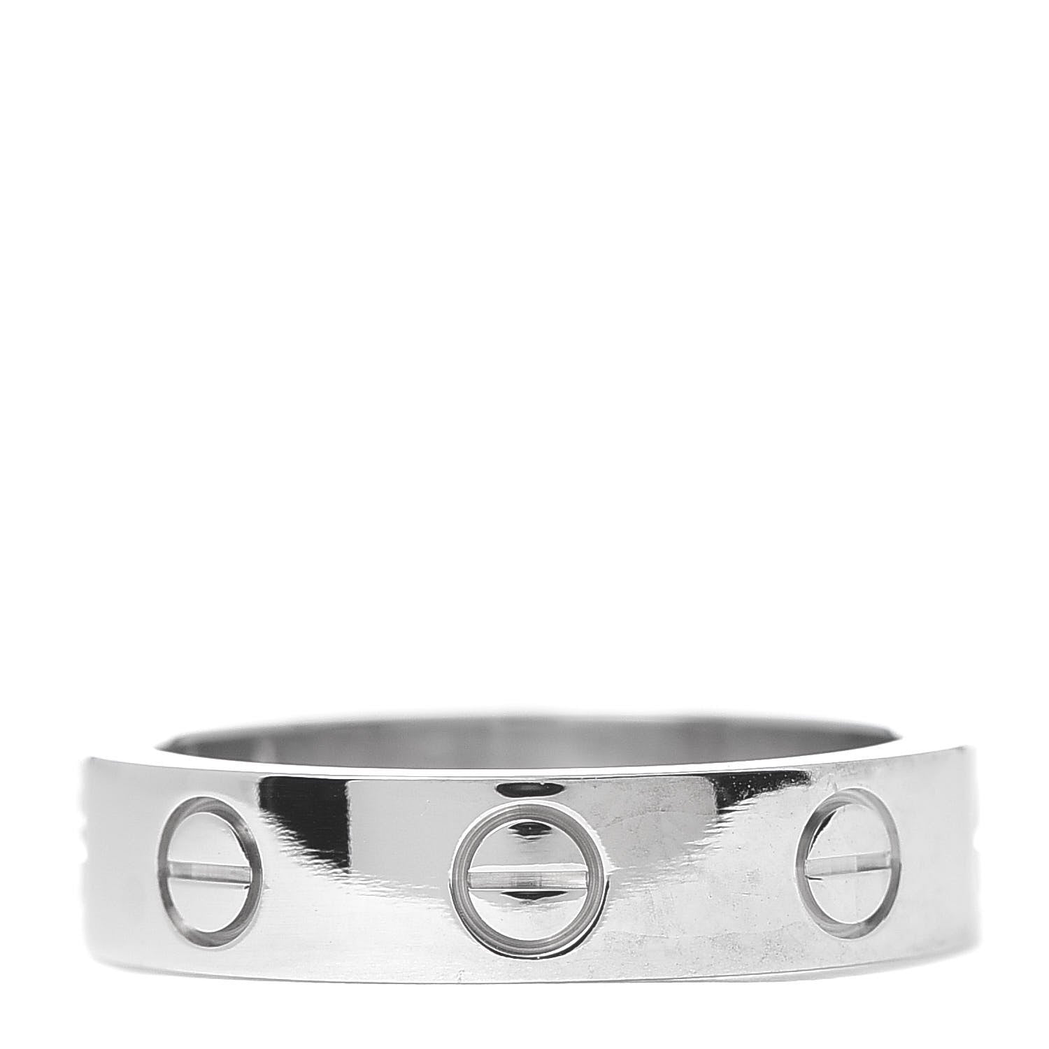 Cartier 18K White Gold Diamond 4mm LOVE Wedding Band Ring 46 3.75 3 of 5