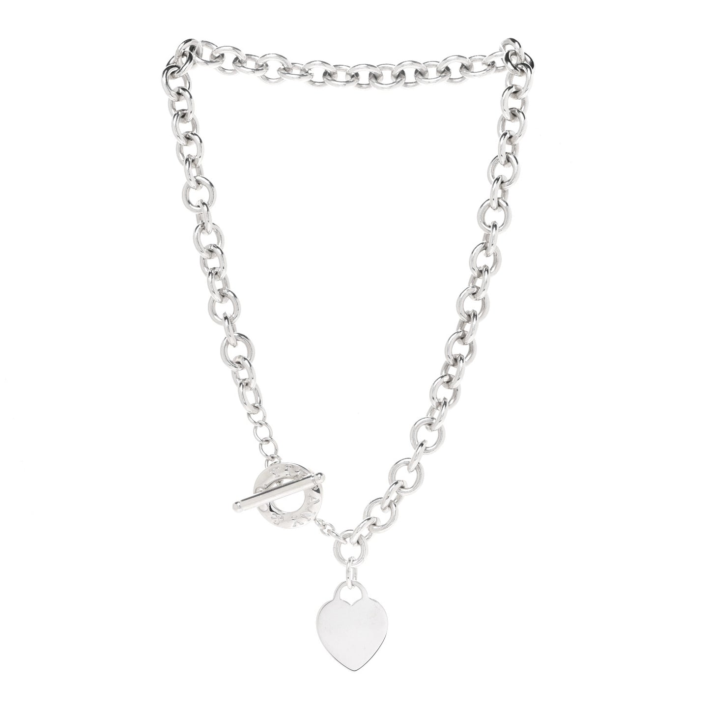 Sterling Silver Heart Tag Toggle Necklace