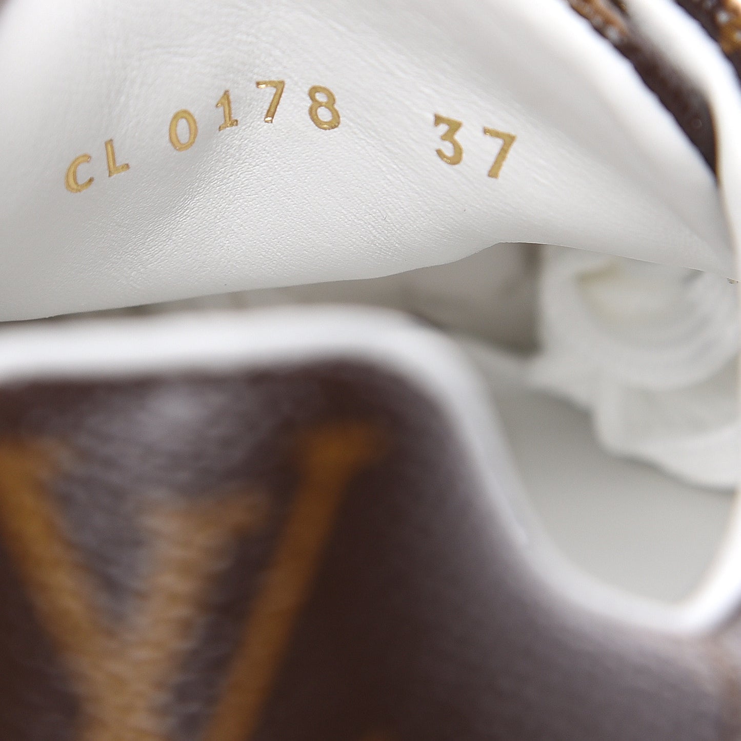 Calfskin Monogram LV Black Heart Sneakers 37 Cacao