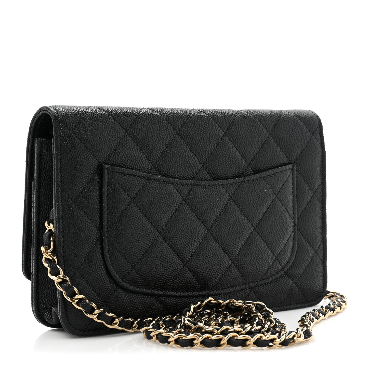 Chanel Shiny Caviar Quilted Strass CC Wallet On Chain WOC Black 3 of 13