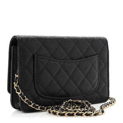 Chanel Shiny Caviar Quilted Strass CC Wallet On Chain WOC Black 3 of 13