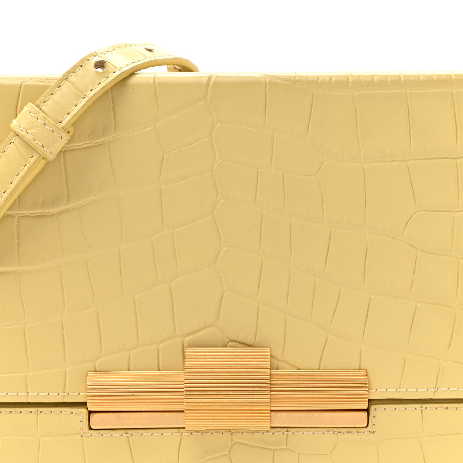 Bottega Veneta Calfskin Crocodile Embossed Daisey Box Clutch Yellow 7 of 12