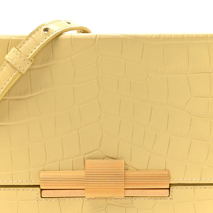 Bottega Veneta Calfskin Crocodile Embossed Daisey Box Clutch Yellow 7 of 12