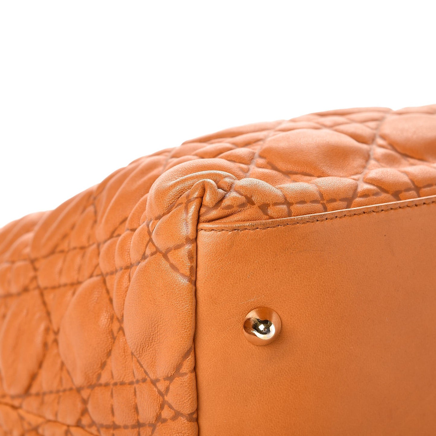 Lambskin Cannage Soft Lady Dior Shopping Tote Orange
