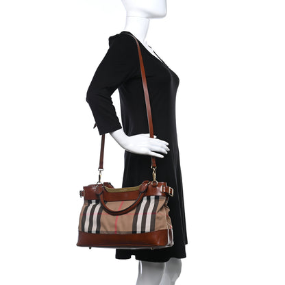 Burberry House Check Bridle Calfskin Hepburn Satchel Tan 2 of 12