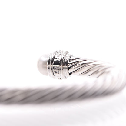 David Yurman Sterling Silver Diamond Pearl 7mm Cable Classics Bracelet 5 of 5