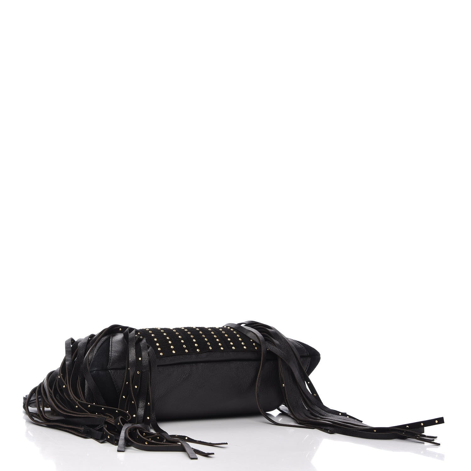 Jimmy Choo Lambskin Suede Studded Fringe Alexia Bag Black 4 of 11
