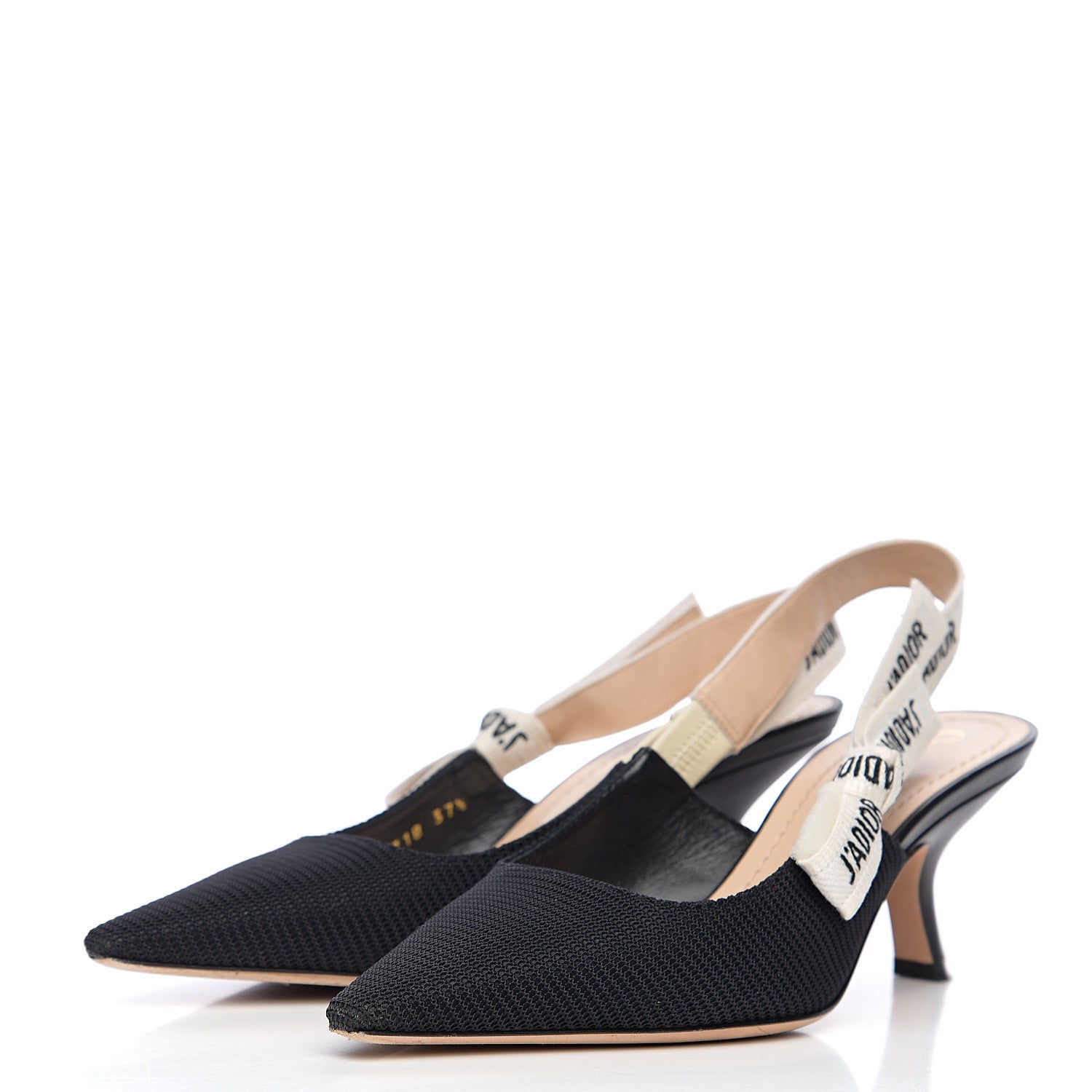 Christian Dior Technical Canvas Ribbon J Adior Slingback 65mm Pumps 37.5 Black 3 of 9