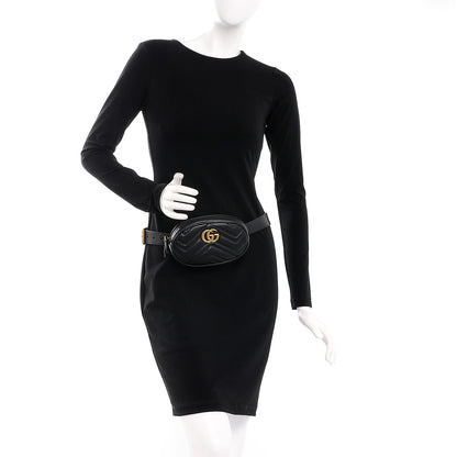 Gucci Calfskin Matelasse GG Marmont Belt Bag 75 30 Black 2 of 7