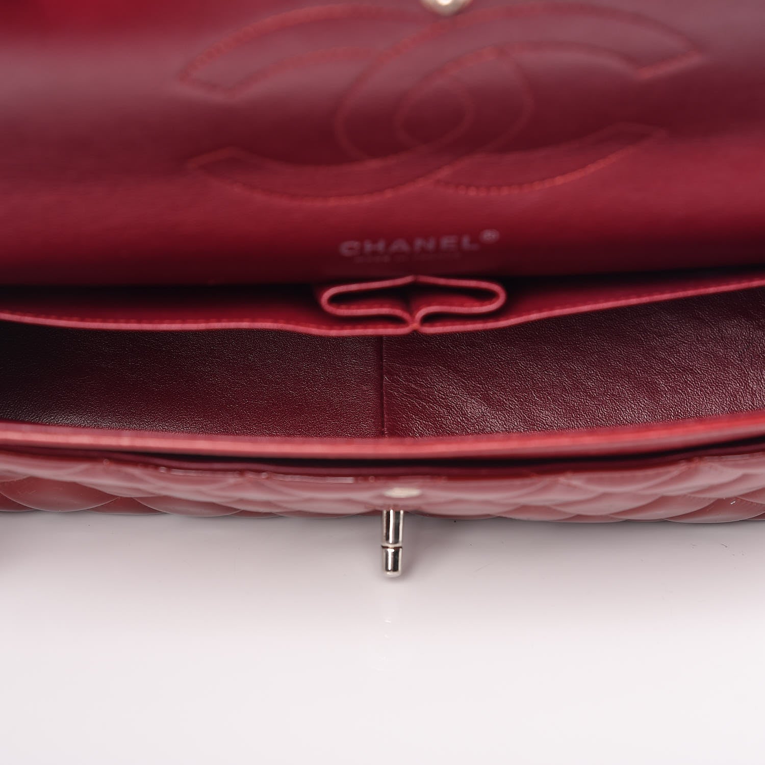 Chanel Patent Quilted Jumbo Double Flap Dark Red 8 of 16