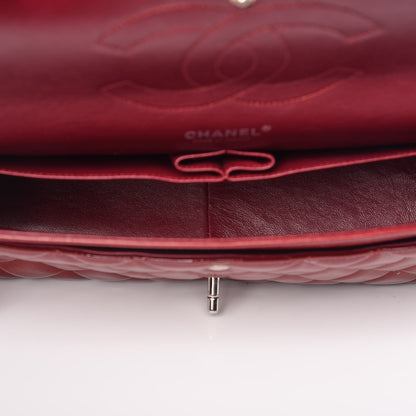 Chanel Patent Quilted Jumbo Double Flap Dark Red 8 of 16