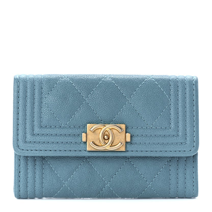 Chanel Caviar Quilted Boy Flap Card Holder Light Blue 1 of 11