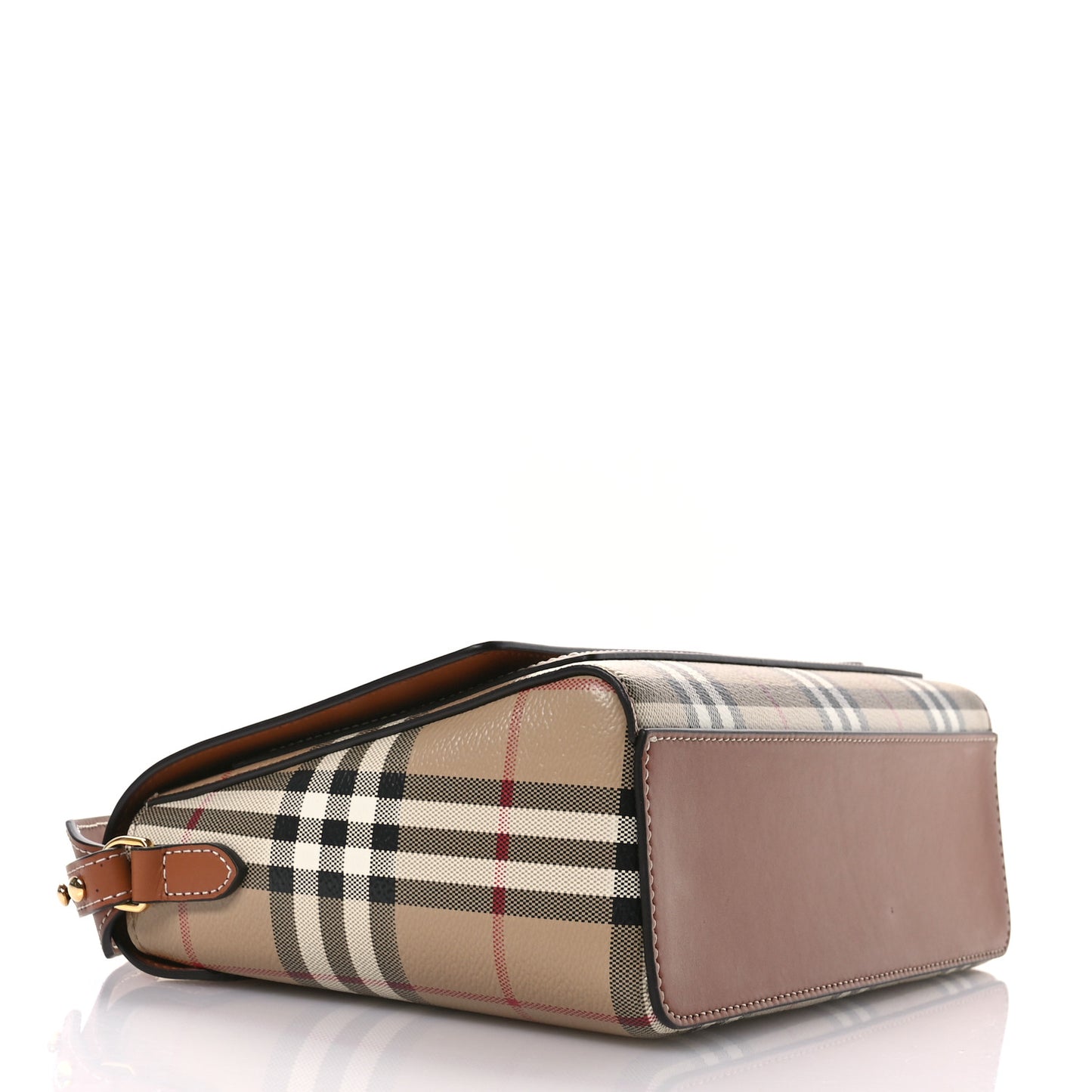 Coated Canvas Calfskin Vintage Check Medium Note Crossbody Bag Briar Brown