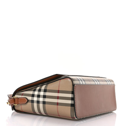 Burberry Coated Canvas Calfskin Vintage Check Medium Note Crossbody Bag Briar Brown 4 of 10