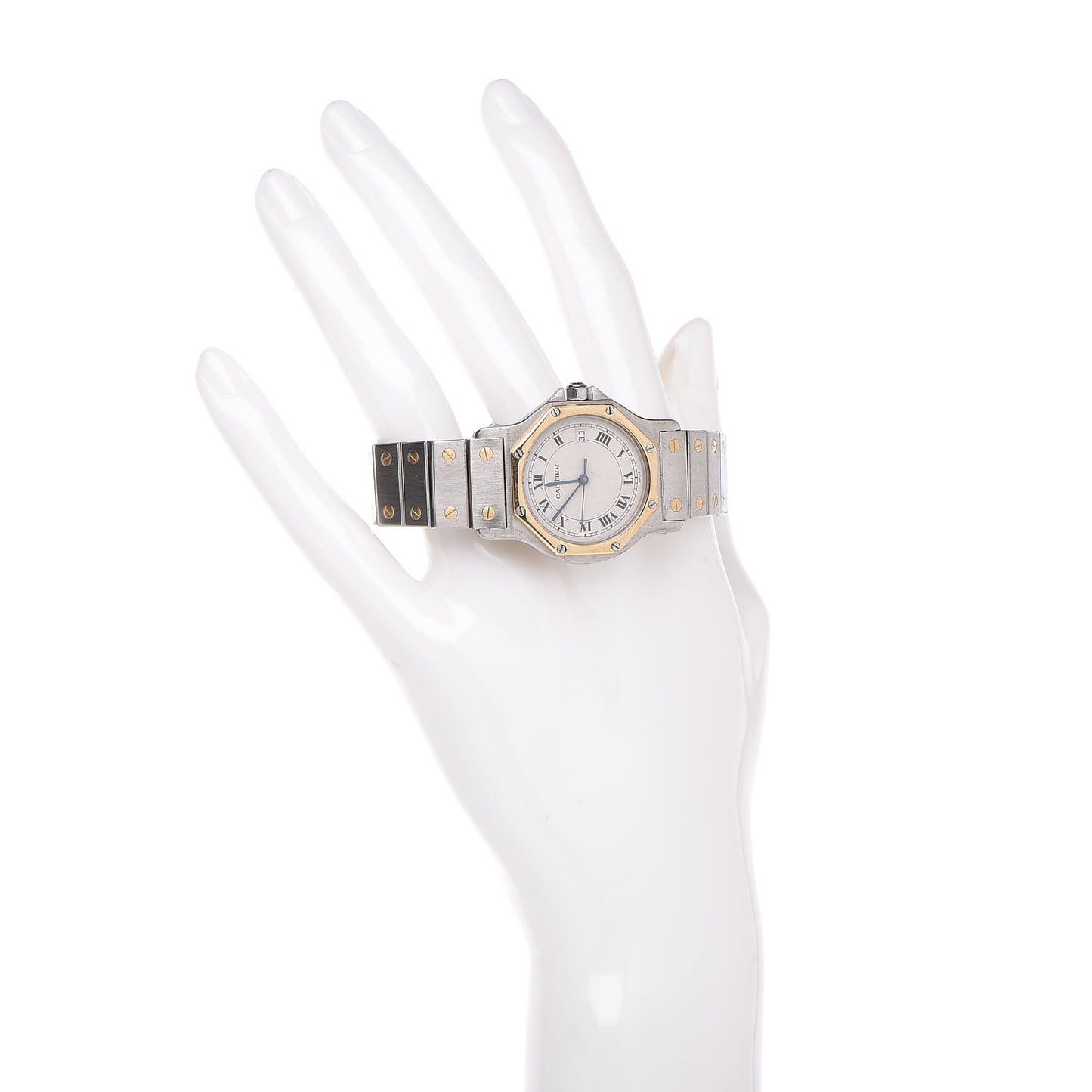 Stainless Steel 18K Yellow Gold 29mm Santos Octagon Quartz Watch
