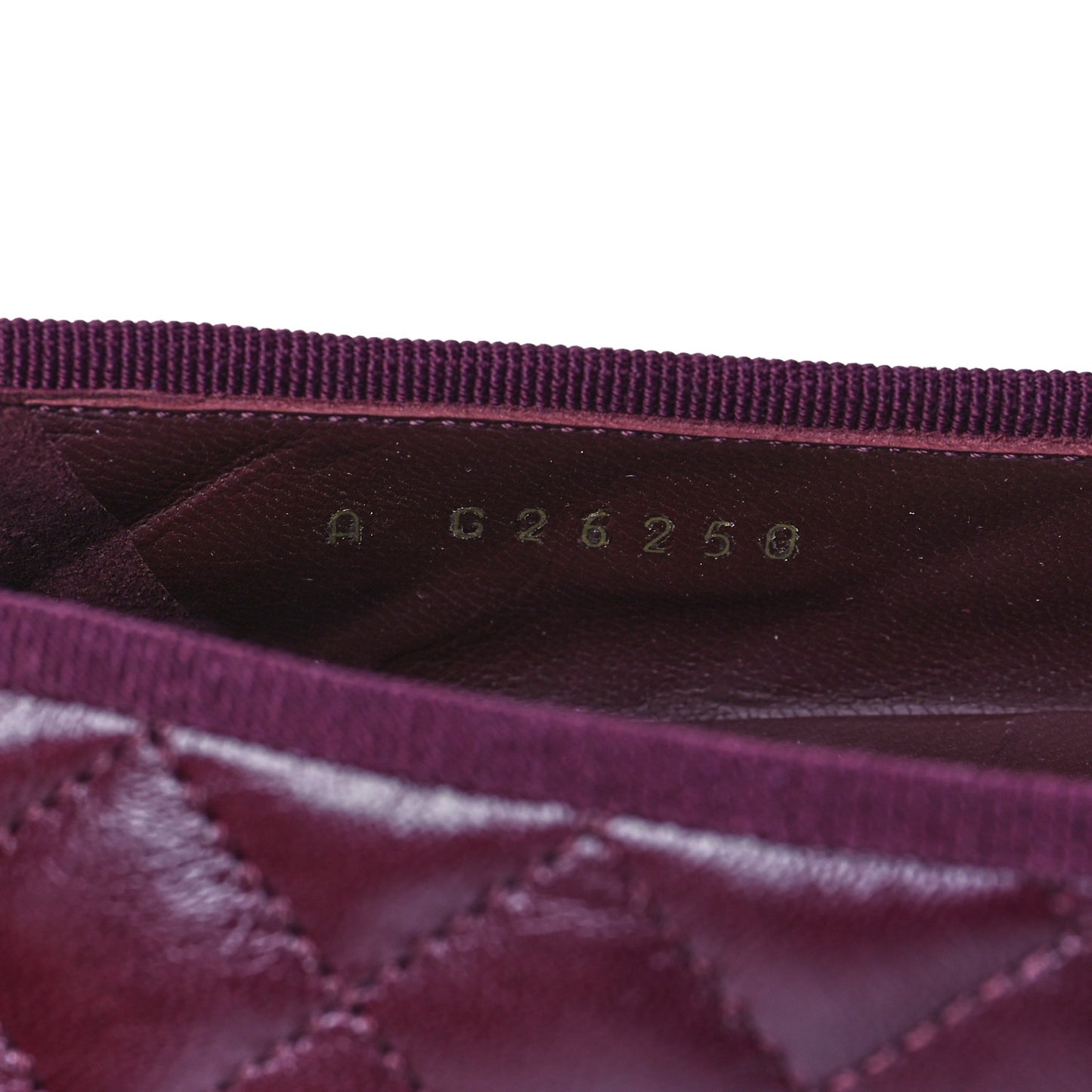 Crumpled Lambskin Quilted CC Cap Toe Ballerina Flats 36 Burgundy
