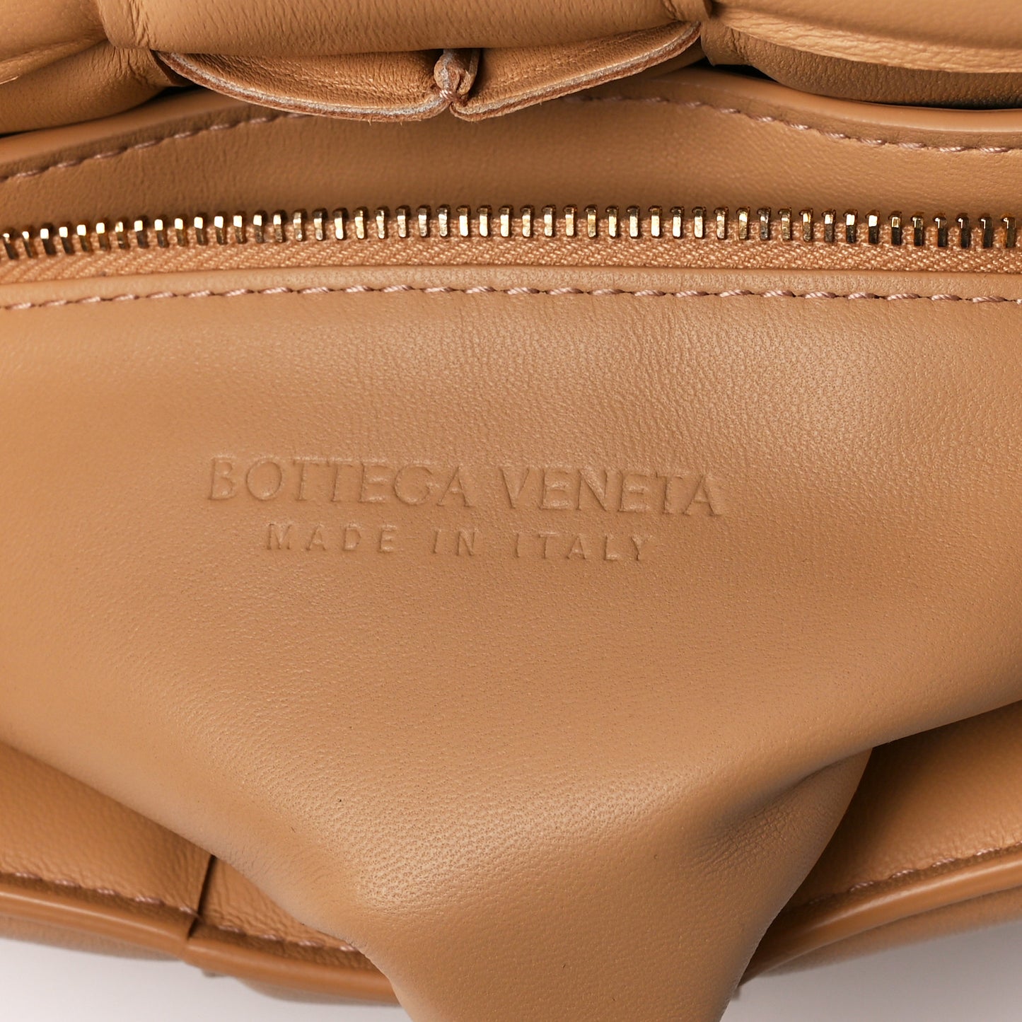 Nappa Maxi Intreccio Padded Cassette Crossbody Bag Almond