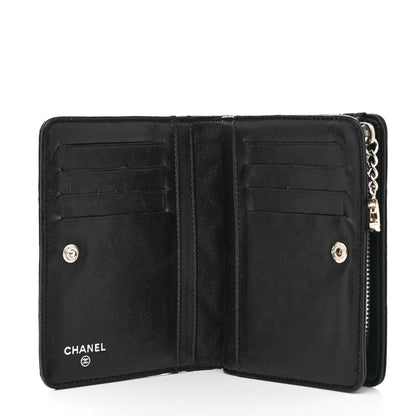 Chanel Lambskin Quilted Zip Around Coin Purse Wallet Black 4 of 11