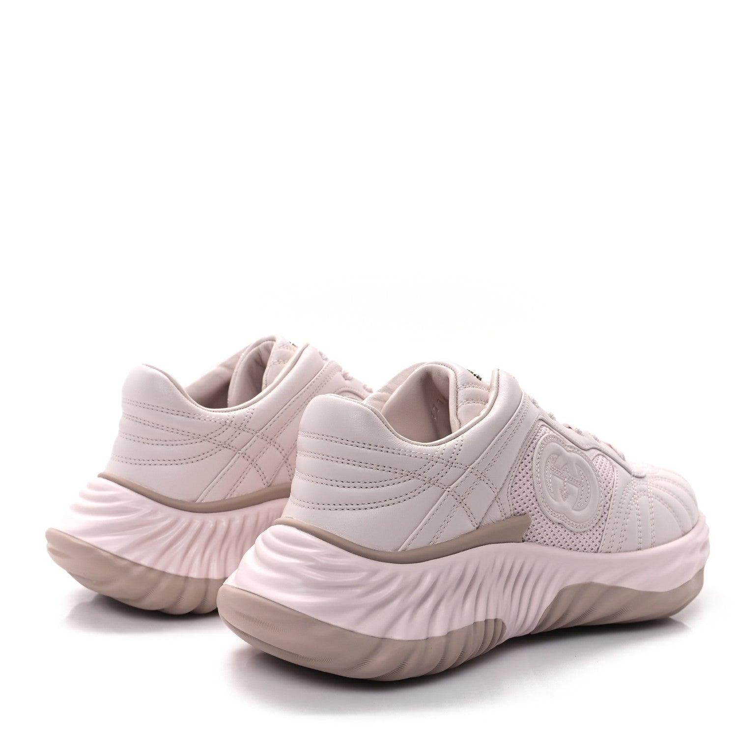 Gucci Calfskin Interlocking G Ripple Womens Platform Sneakers 39 Light Pink 4 of 10