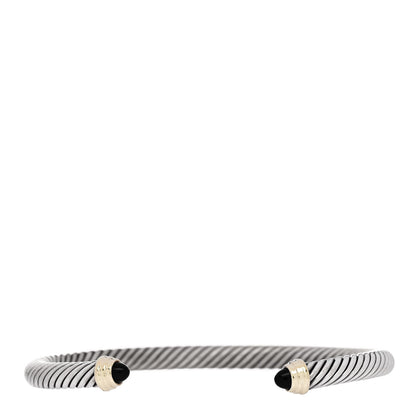 David Yurman Sterling Silver 14K Yellow Gold Black Onyx 5mm Cable Classics Petite Color Bracelet 1 of 3