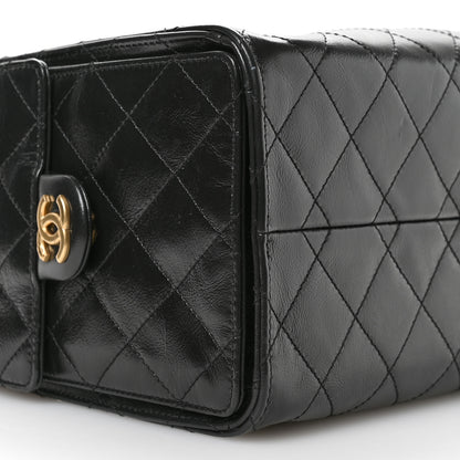Chanel Shiny Crumpled Calfskin Quilted Small Chanel 25 Handbag Black 9 of 12
