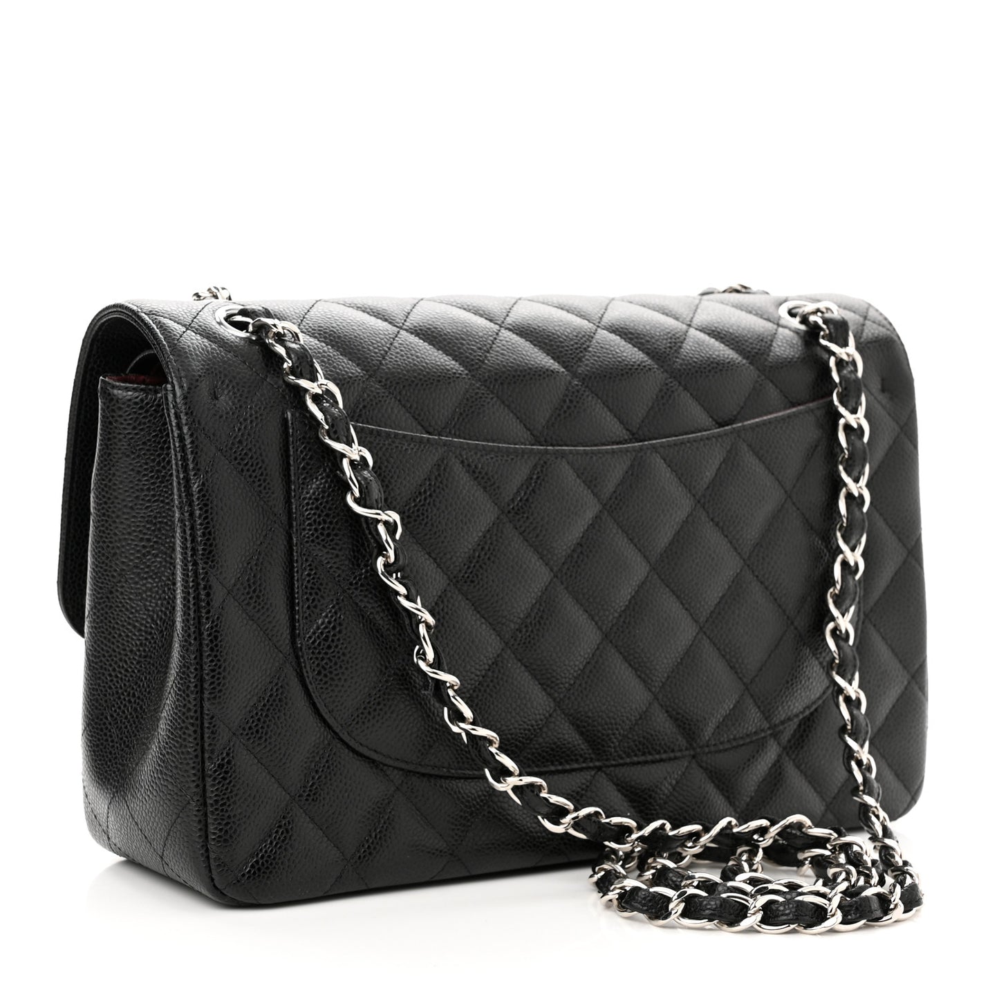 Caviar Quilted Jumbo Double Flap Black