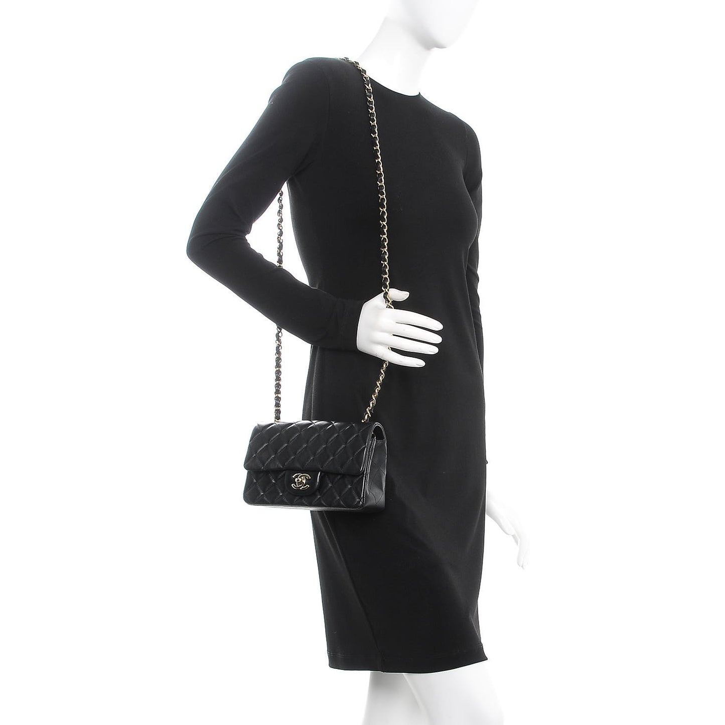 Lambskin Quilted Mini Rectangular Flap Black