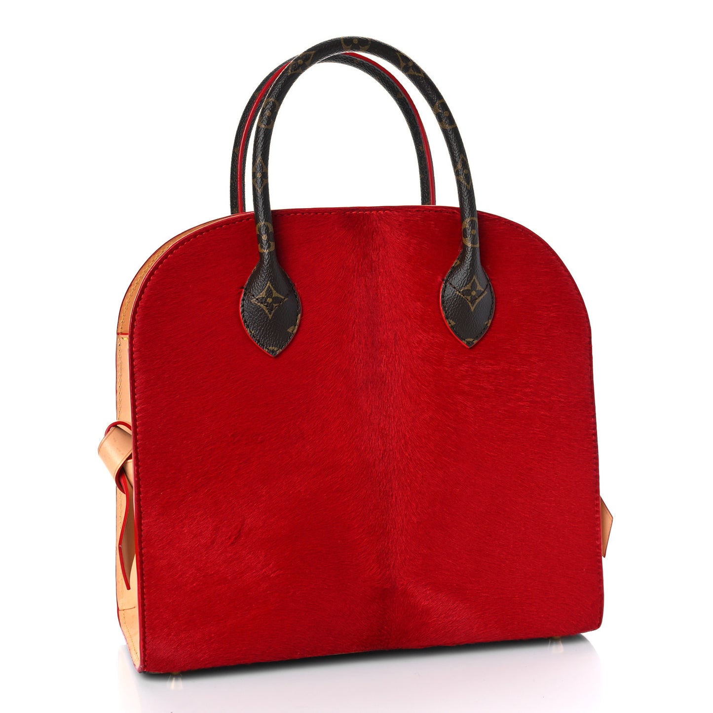 Monogram Calf Hair Spikes Iconoclasts Christian Louboutin Tote Red