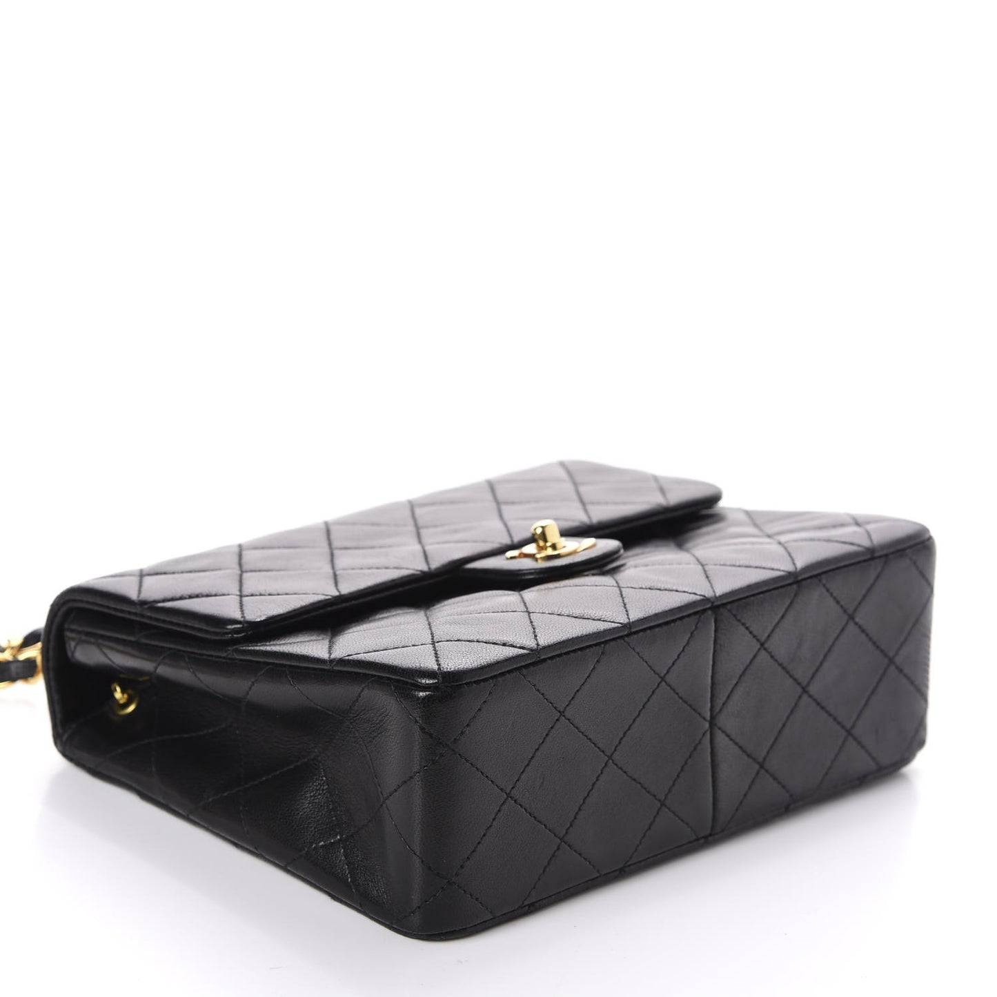 Lambskin Quilted Mini Square Flap Black