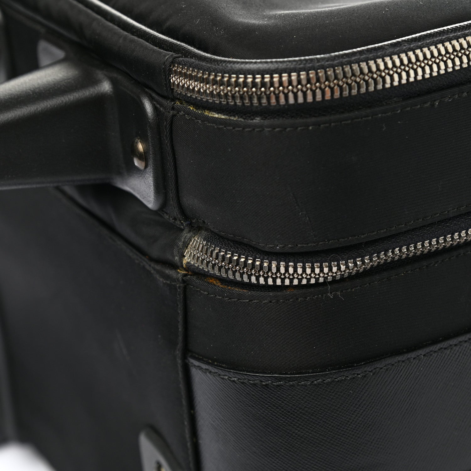 Prada Tessuto Nylon Saffiano Trolley Luggage Black 11 of 13