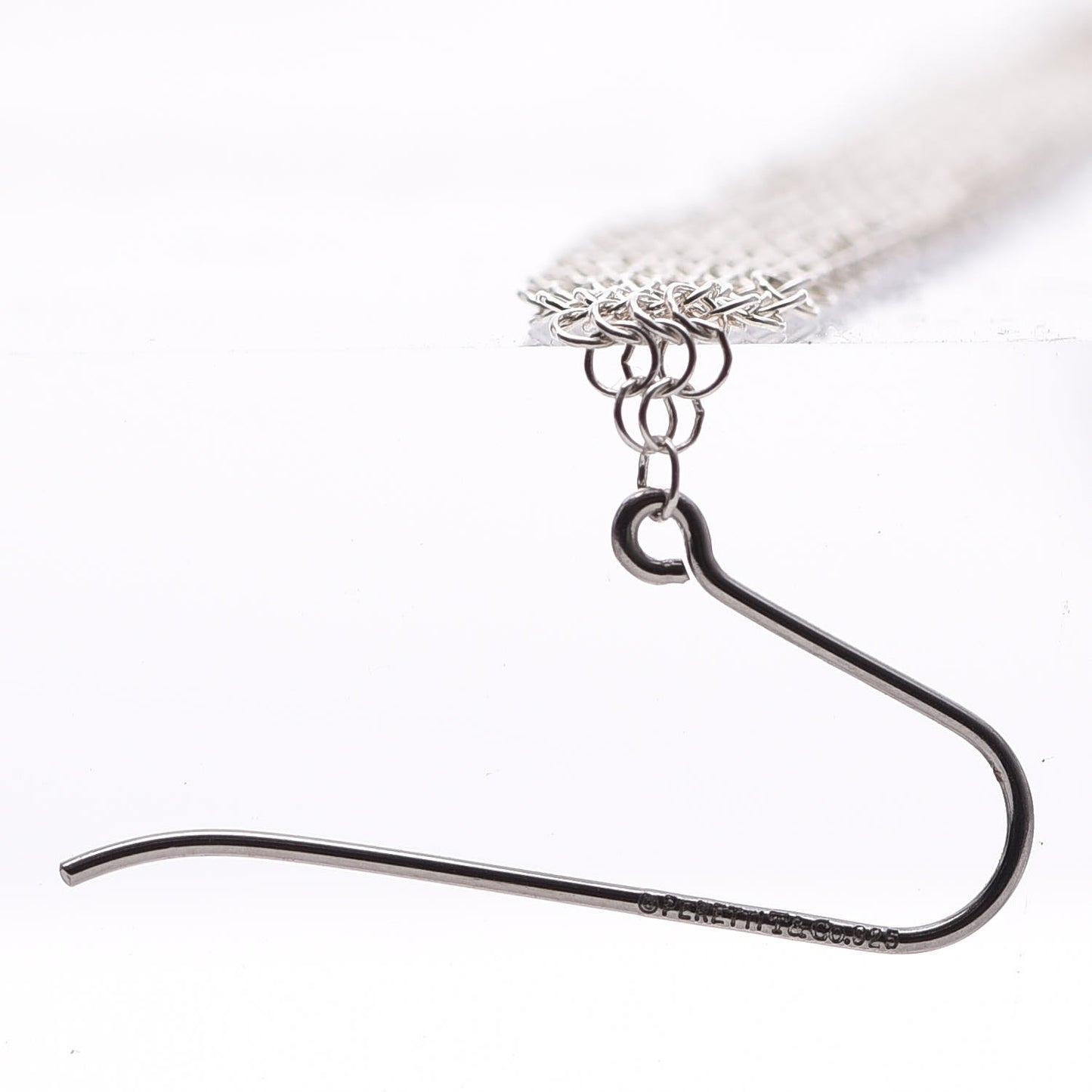 Sterling Silver Diamond Elsa Peretti Mesh Tassel Earrings