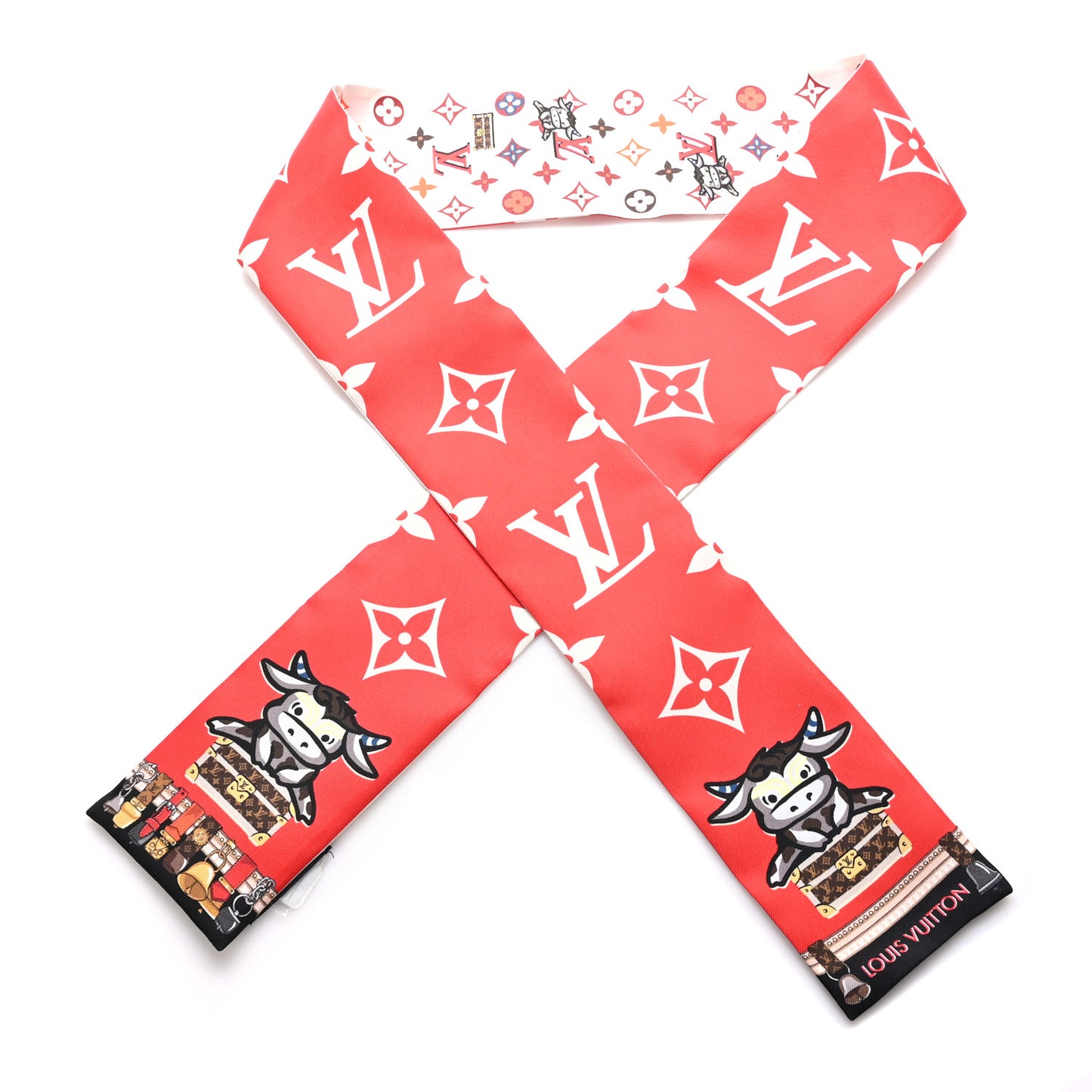 Silk Monogram Rodeo Bandeau Red