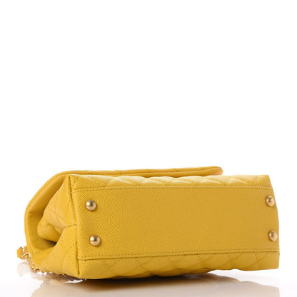 Chanel Caviar Quilted Mini Coco Handle Flap Yellow 4 of 8