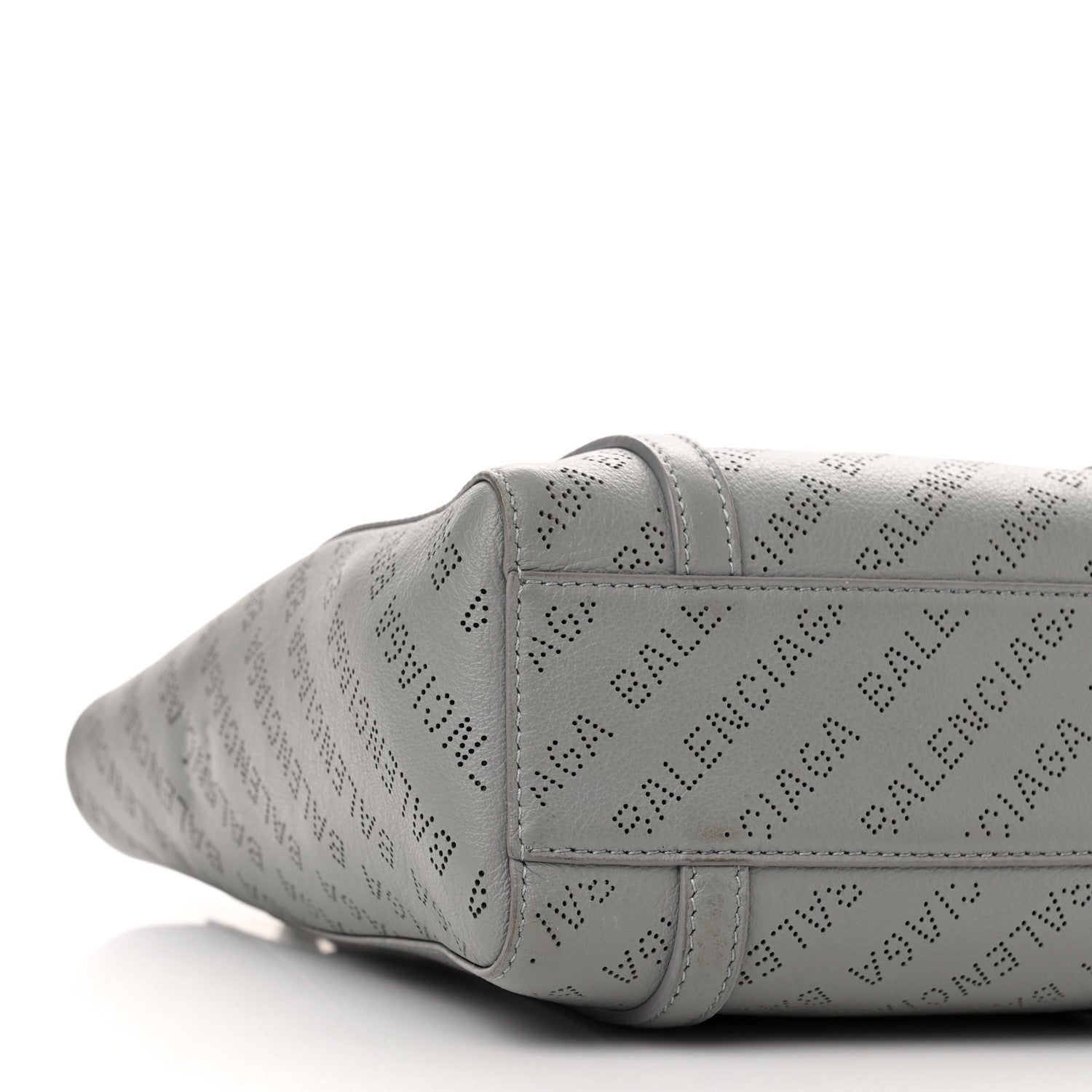Balenciaga Smooth Calfskin Logo Perforated XXS Everyday Tote Gris Cendre 8 of 10