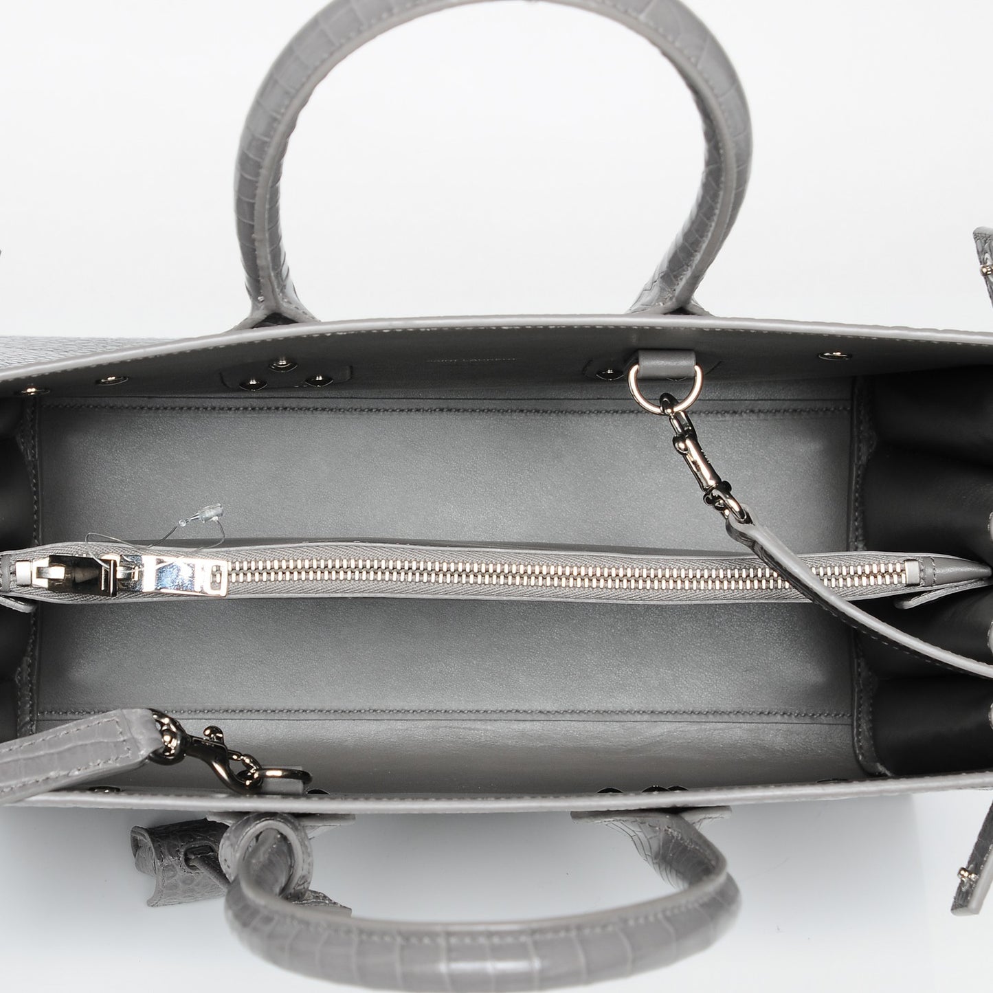Calfskin Crocodile Embossed Small Sac De Jour Fog