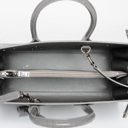 Saint Laurent Calfskin Crocodile Embossed Small Sac De Jour Fog 5 of 7
