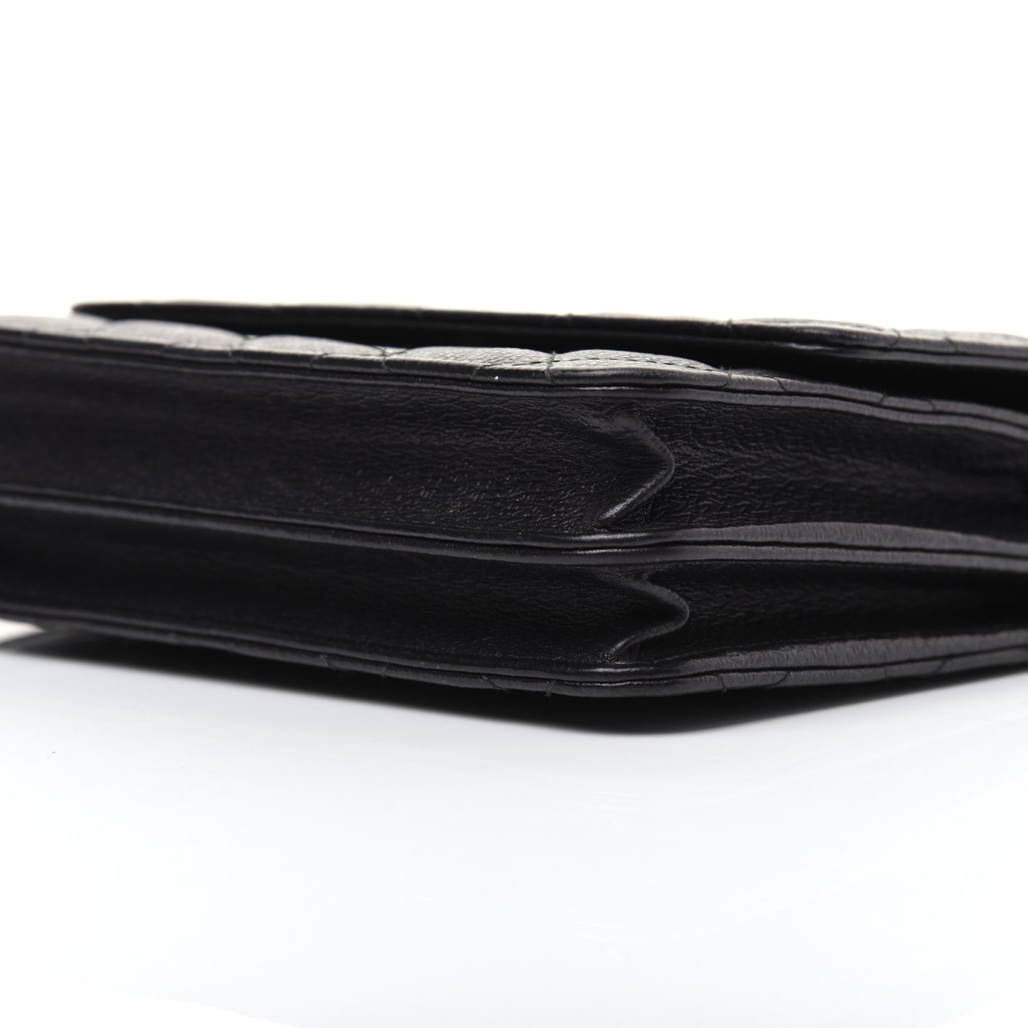Letter Calfskin Embossed Quilted Square Wallet On Chain WOC Black