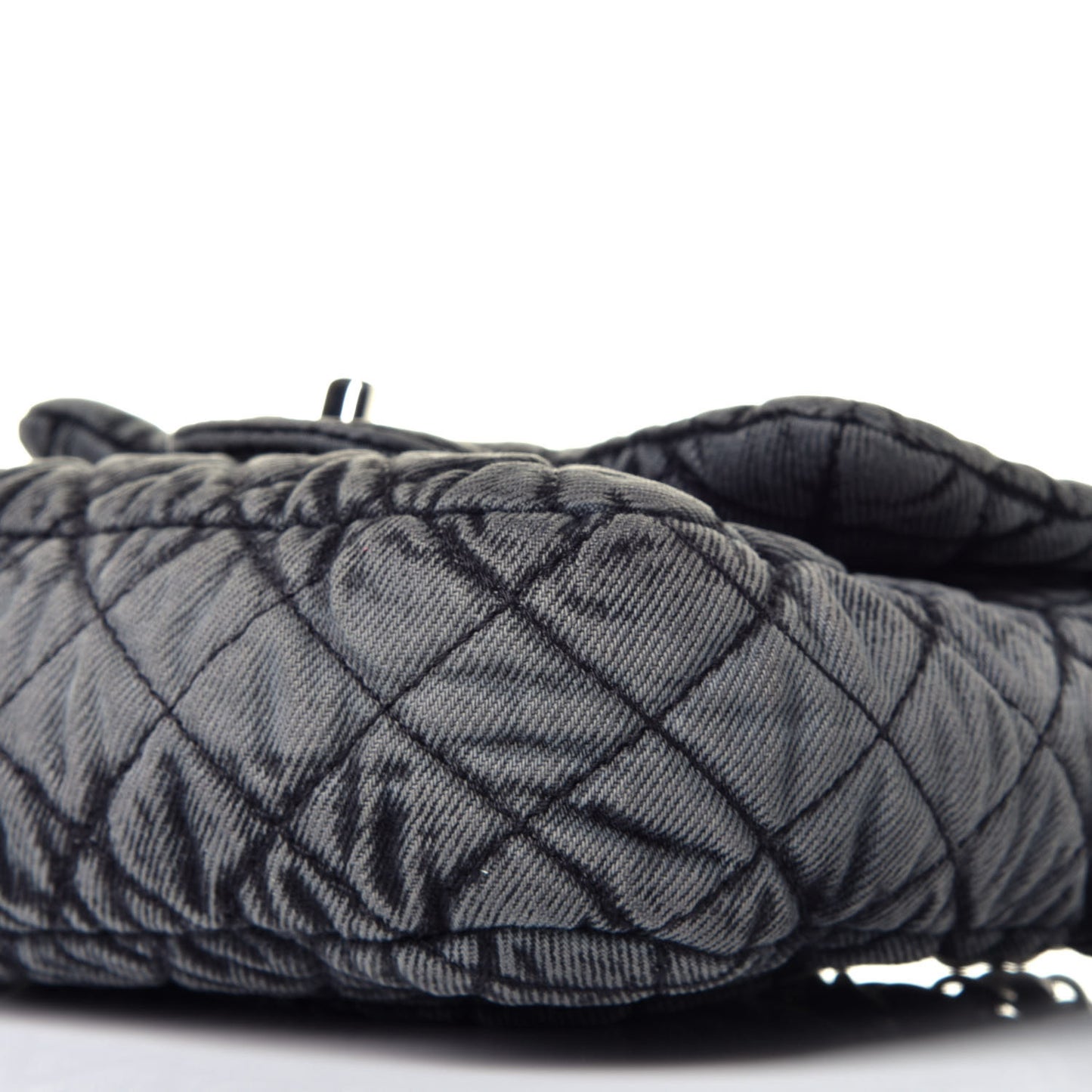 Washed Denim Quilted Small Denimpression Flap Grey Black