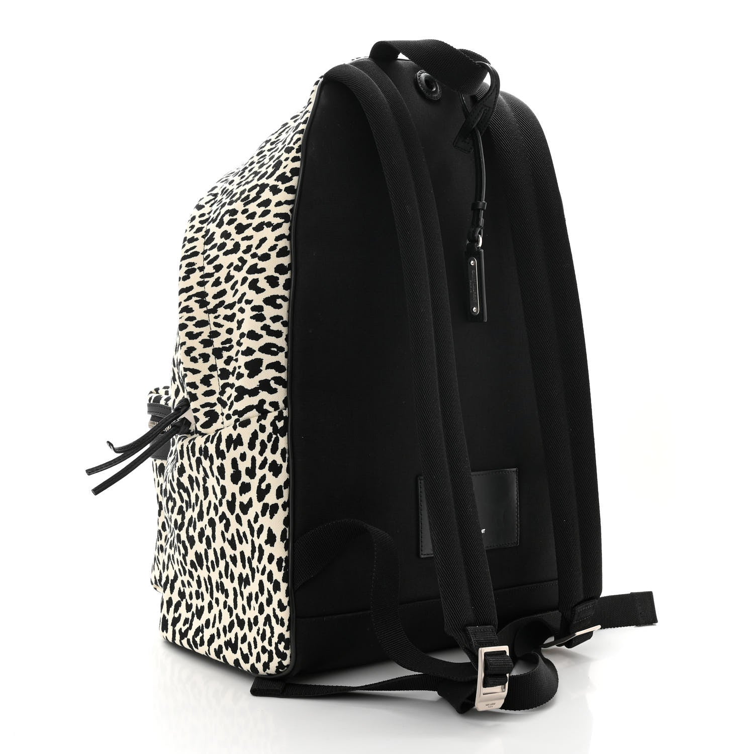 Saint Laurent Canvas Leopard Print City Backpack Black White 3 of 10