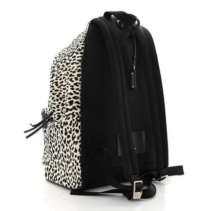 Saint Laurent Canvas Leopard Print City Backpack Black White 3 of 10